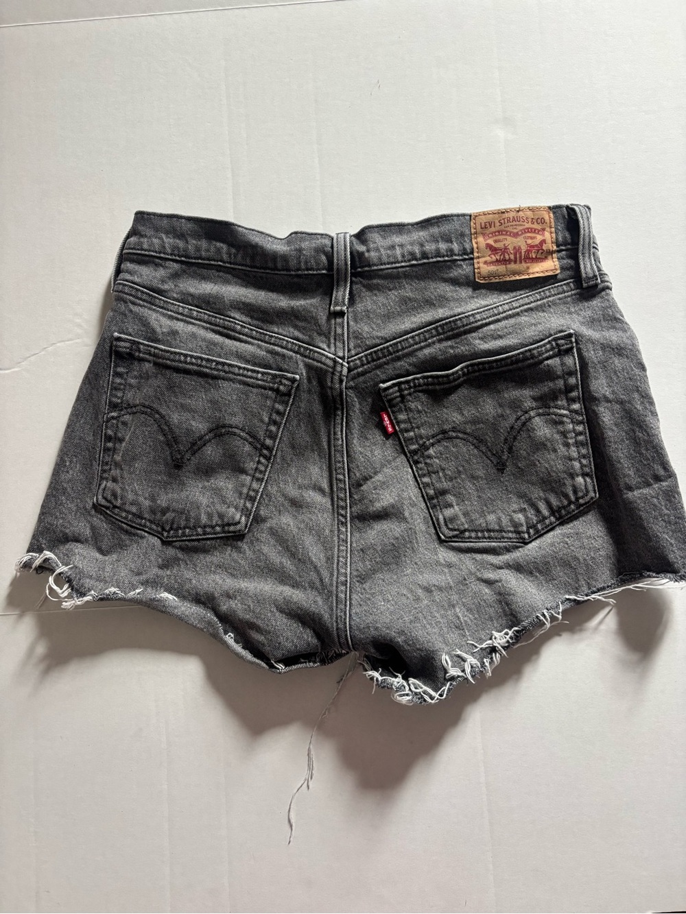 Levi's Women's Charcoal Gray Frayed Denim Shorts